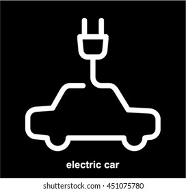 Electric car icon, vector line illustration