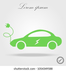 Electric car icon, vector. Side view of electric car.
