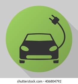 Electric car icon vector, solid illustration, pictogram isolated on gray
