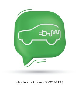 Electric car icon vector in speech bubble - Modern design
