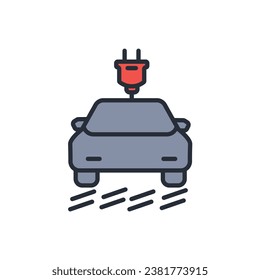 icono del coche eléctrico. vector.Curso editable.Signo de estilo lineal para uso de diseño web,logotipo.Ilustración de símbolo.