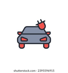 electric car icon. vector.Editable stroke.linear style sign for use web design,logo.Symbol illustration.