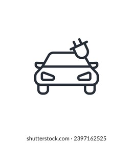 electric car icon. vector.Editable stroke.linear style sign for use web design,logo.Symbol illustration.