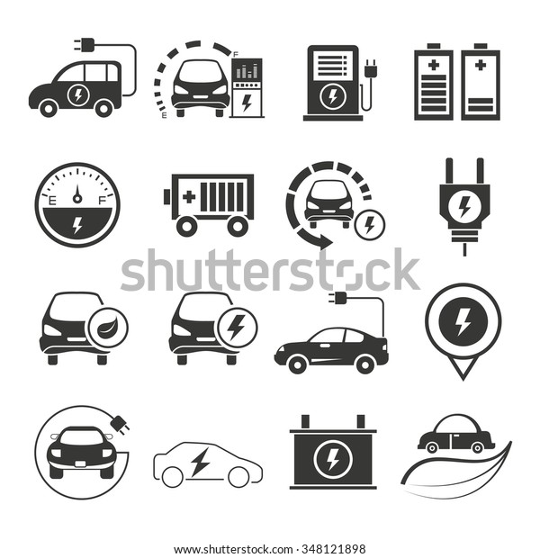 electric car icons, eco car\
icons