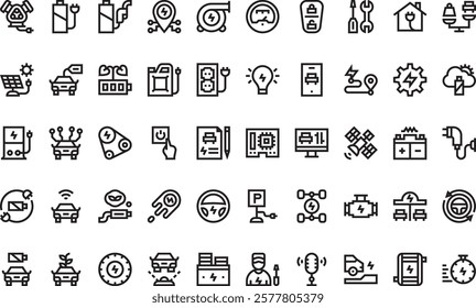Electric car icons High-Quality Vector Icons Collection with Editable Stroke. Ideal for Professional and Creative Projects.