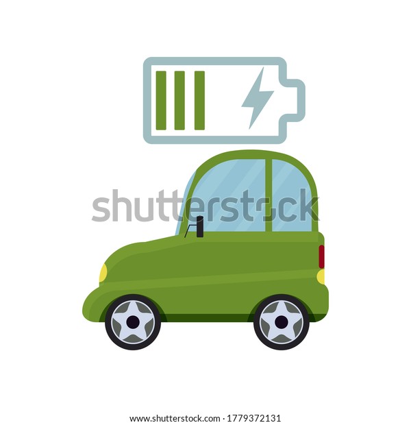 Electric\
car isolated on white background, ecology, save environment concept\
stock vector illustration. alternative\
vehicle.