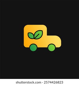 Electric car and leaf icon solid gradient, free energy, ecology, renewable and green energy concept. Gradient Solid icon.