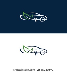 Electric car with leaf symbol