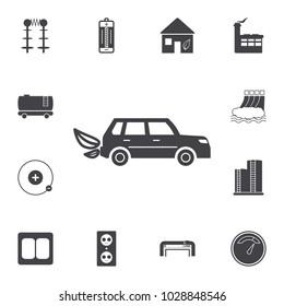 electric car with leafs icon. Set of energy icons. Premium quality graphic design icons. Signs and symbols collection icons for websites, web design, mobile app on white background