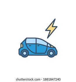 Icono de diseño o elemento de diseño del concepto de vector de luz y coche eléctrico