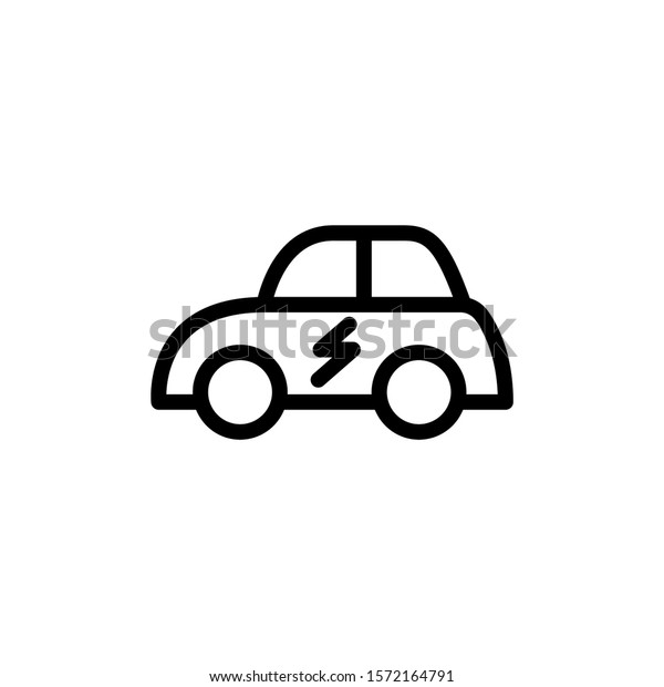Electric car line icon in line art style on\
white background, Eco auto mobile sign for mobile concept and web\
design, Electric Vehicle vector icon, Symbol, logo illustration,\
Vector graphics