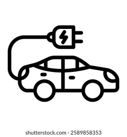 Electric Car Line Icon Design For Personal And Commercial use