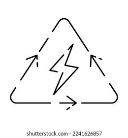 Electric car line icon. Electrical automobile cable contour and plug charging black symbol. Eco friendly electro auto vehicle concept. Vector electricity illustration 