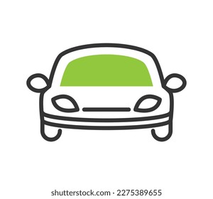 electric car line icon green isolated