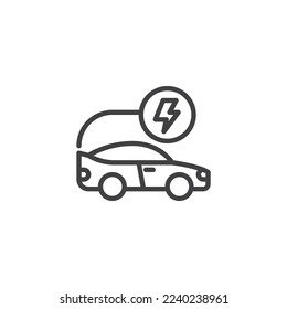 Electric car line icon. linear style sign for mobile concept and web design. Car charging outline vector icon. Symbol, logo illustration. Vector graphics