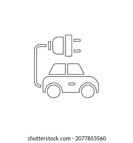 Electric car line icon on white background. Eco friendly auto or electric vehicle.