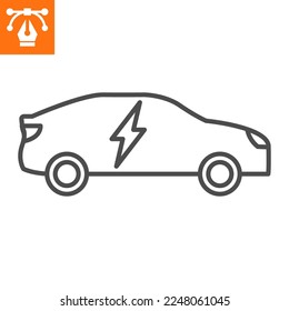 Electric car line icon, outline style icon for web site or mobile app, car service and transport, electric vehicle vector icon, simple vector illustration, vector graphics with editable strokes.