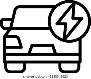 Icono de línea de auto eléctrico - Icono único, vector