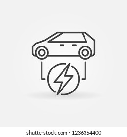 Electric car line icon. Vector all-electric car concept outline symbol