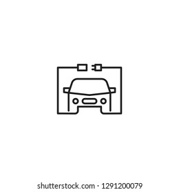 Electric car line icon vector