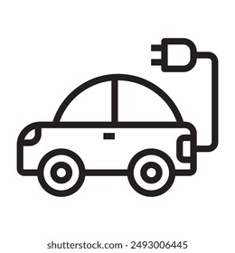 Icono de línea de coche eléctrico. Ilustración vectorial.