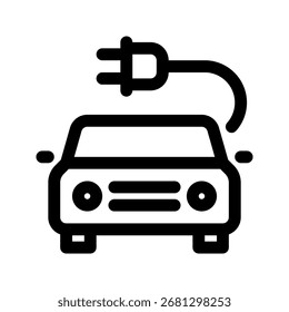 Icono de línea de coche eléctrico. Gráficos de Vector