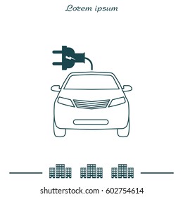 electric car line Icon. vector illustration