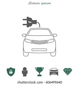 electric car line Icon. vector illustration
