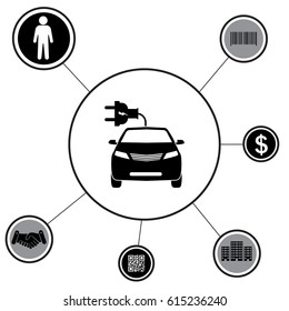 electric car line Icon. vector illustration