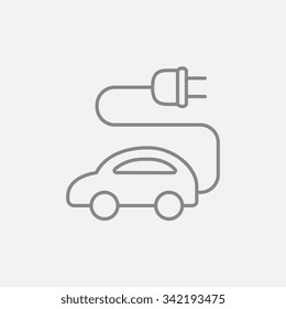 Icono de línea de auto eléctrico para web, móviles e infografías. Icono vector de gris oscuro aislado en fondo gris claro.