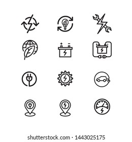 Electric Car line Icons vector Illustration