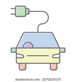 Electric car lineal color icon , vector, pixel perfect, illustrator file 