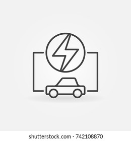 Electric car linear concept icon or symbol