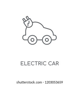Electric car linear icon. Electric car concept stroke symbol design. Thin graphic elements vector illustration, outline pattern on a white background, eps 10.
