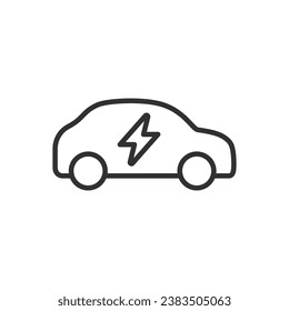 Electric car, linear icon. Line with editable stroke