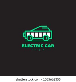Electric car logo black background