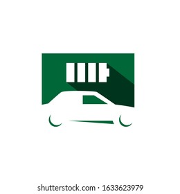 electric car logo concept green energy battery hybrid vehicles design vector