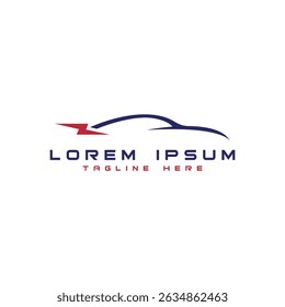 electric car logo design modern minimal concept lighting bolt car shape