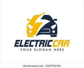 electric car logo designs concept front view vector, car technology logo template vector illustration, eco friendly future vehicle