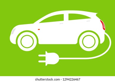 Electric Car Logo. Eco Vehicles Symbol. Ecological Transport Icon. Vector Isolated