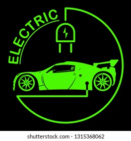 Electric Car Logo. Eco Vehicles Symbol. Ecological Transport Icon. Vector illustration