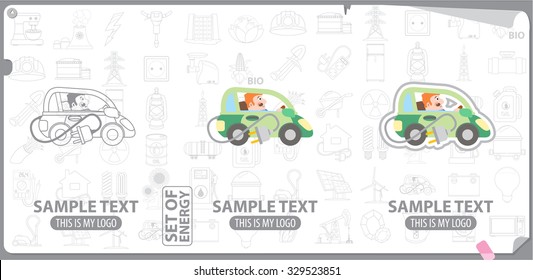 Electric car logo, energetics, energy