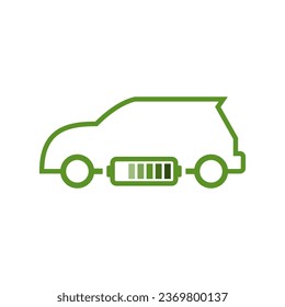 Electric Car Logo, Green Hybrid Vehicles Charging Point Icon
