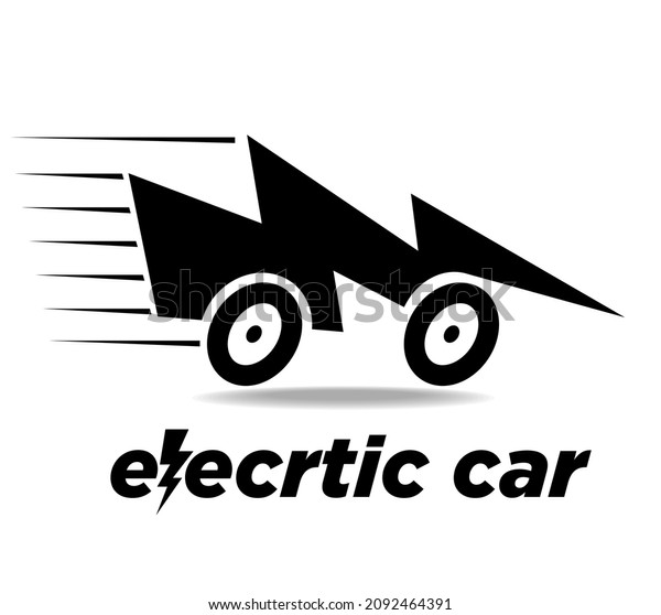 Electric\
car logo. Electric lightning discharge on wheels. High speed of new\
technologies. Vector on transparent\
background