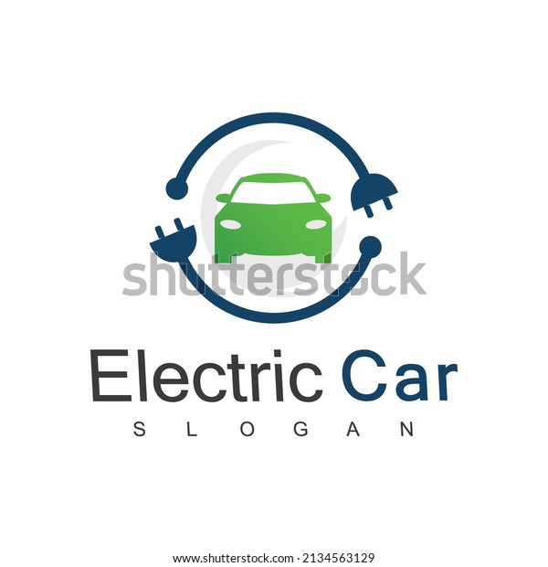Electric Car Logo\
with plug icon And bolt\
symbol