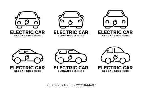 Vector de diseño de conjunto de logotipos de coches eléctricos