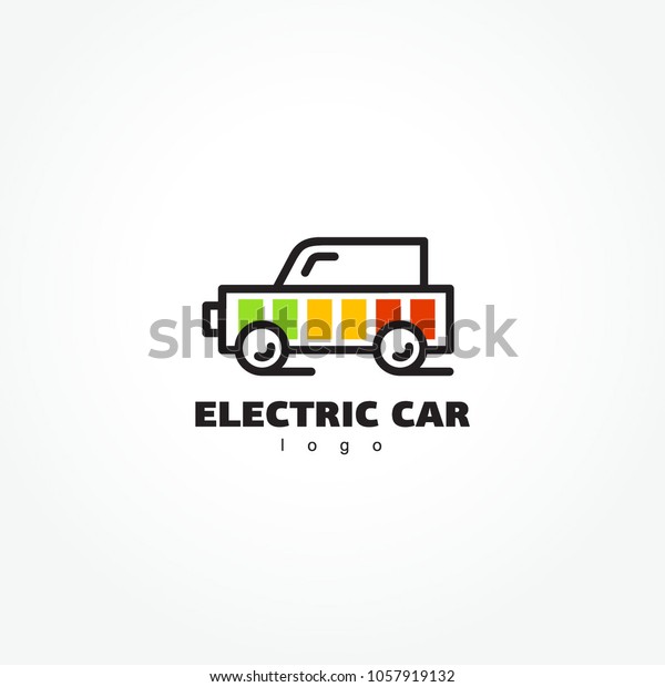 Electric car logo\
silhouette battery and\
auto