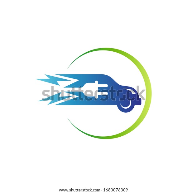 Electric\
car logo, simple flat automotive logo\
template