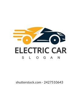 Electric Car Logo Template. green drive icon