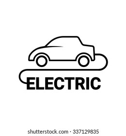Electric car logo template sign icon. Environmental eco symbol. Electric vehicle transport. 